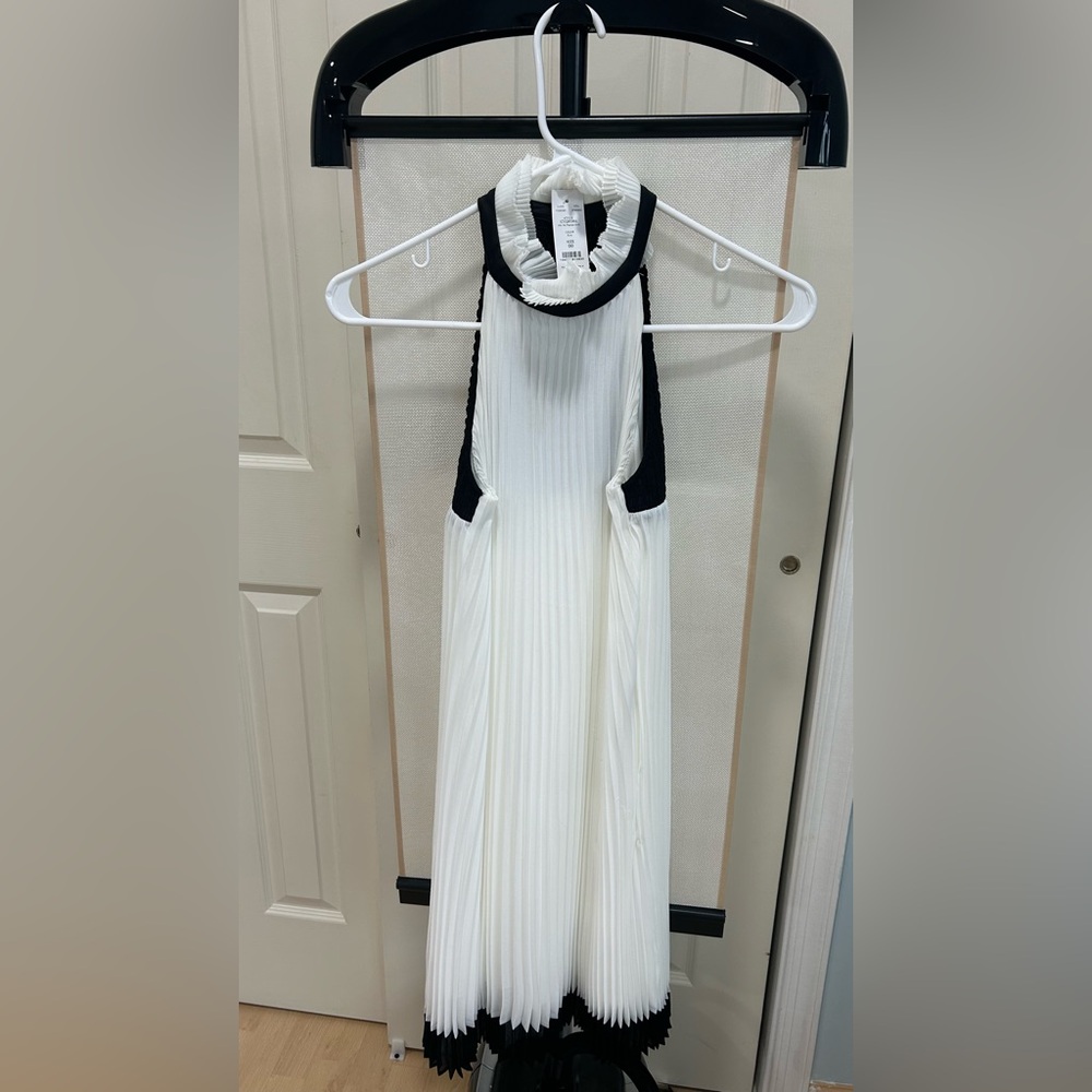 White House Black Market Black and White Halter Dress